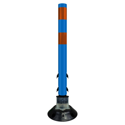 FlexStake 750 Series Surface Mount Center Line Round Base Traffic Delineator - Blue Tubular Post with Reflective Options