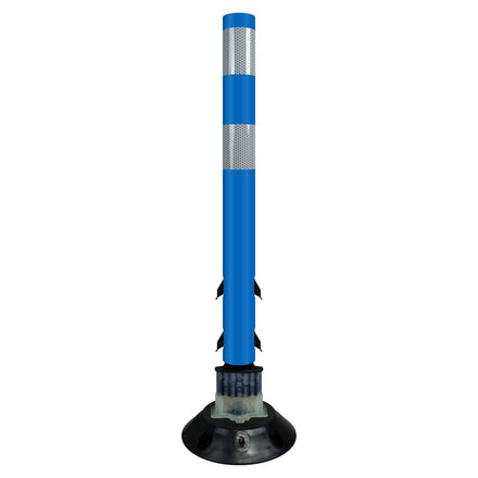 FlexStake 750 Series Surface Mount Center Line Round Base Traffic Delineator - Blue Tubular Post with Reflective Options