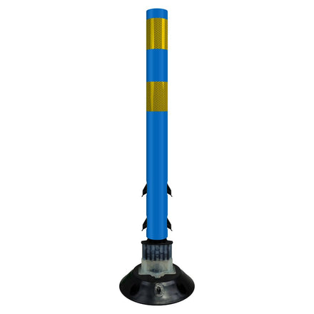 FlexStake 750 Series Surface Mount Center Line Round Base Traffic Delineator - Blue Tubular Post with Reflective Options