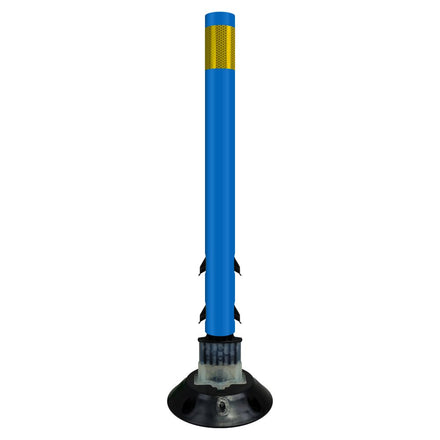 FlexStake 750 Series Surface Mount Center Line Round Base Traffic Delineator - Blue Tubular Post with Reflective Options