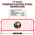 30 Pack - 8.5 Ft Powder-Coated Steel Barricades + Storage Cart