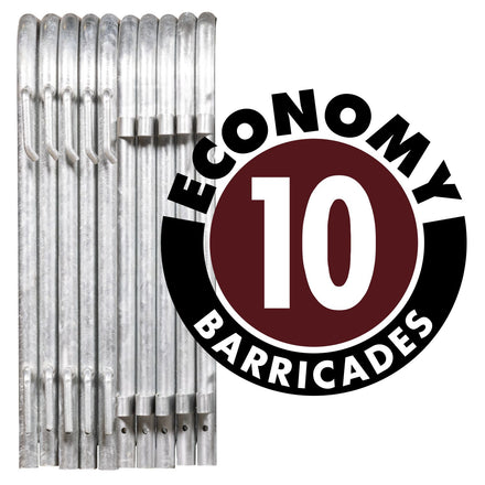 10 Pack - 8.5 Ft Economy Pre-Galvanized Steel Barricades