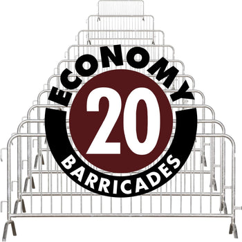 20 Pack - 8.5 Ft Economy Pre-Galvanized Steel Barricades