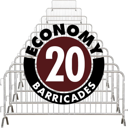 20 Pack - 8.5 Ft Economy Pre-Galvanized Steel Barricades