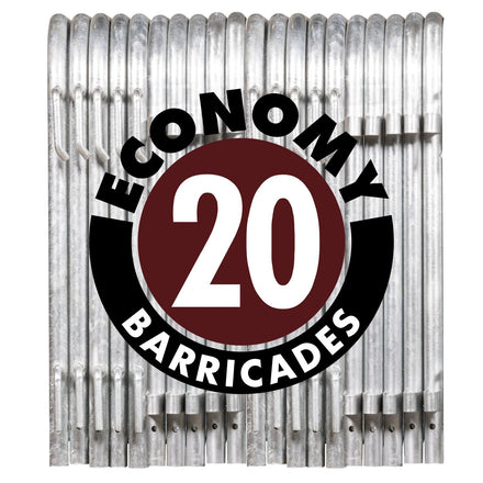 20 Pack - 8.5 Ft Economy Pre-Galvanized Steel Barricades