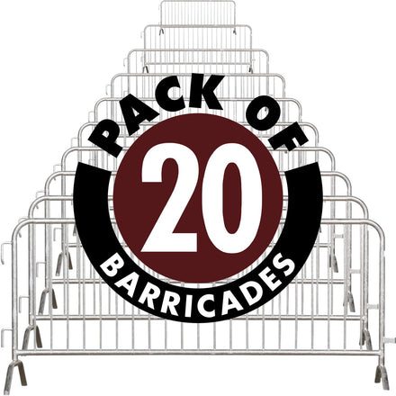 20 Pack - 8.5 Ft Hot-Dipped Galvanized Steel Barricades