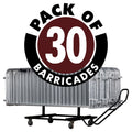 30 Pack - 8.5 Ft Hot-Dipped Galvanized Steel Barricades + Storage Cart