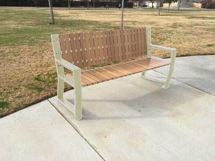 Vertical Slats Wood Park Bench - 67 In.