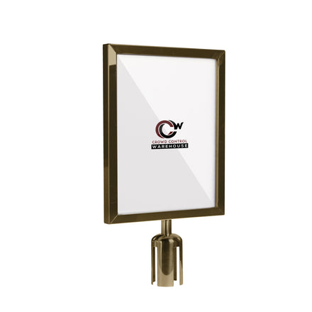 Post Top Sign Frame for CCW Series Retractable Belt Barriers for 3" OD Stanchions