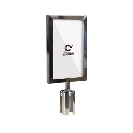 Post Top Sign Frame for CCW Series Retractable Belt Barriers for 3" OD Stanchions