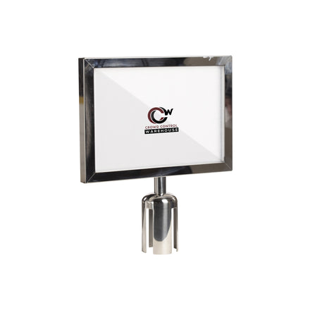 Post Top Sign Frame for CCW Series Retractable Belt Barriers for 3" OD Stanchions