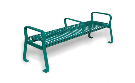 6 Ft. Flat Metal Backless Park Bench with Arms and Center Armrest