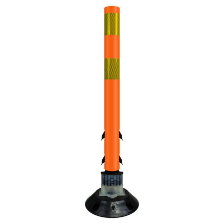 FlexStake 750 Series Surface Mount Traffic Delineator - Orange Tubular Post with Reflective Sheeting Options