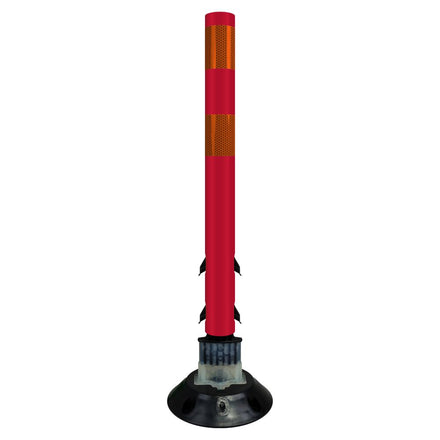 FlexStake 750 Series Surface Mount Traffic Delineator - Red Tubular Post with Reflective Sheeting Options