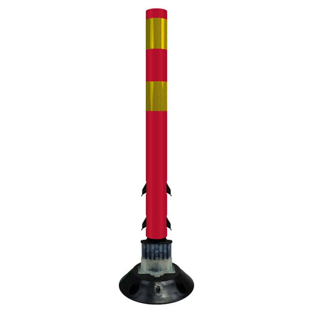 FlexStake 750 Series Surface Mount Traffic Delineator - Red Tubular Post with Reflective Sheeting Options