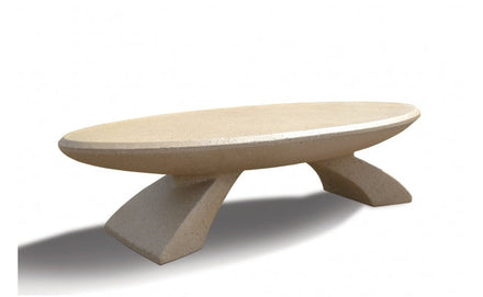 6 Ft. Modern Oval Backless Concrete Park Bench