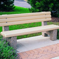 6 Ft. Precast Solid Concrete Park Bench with Back