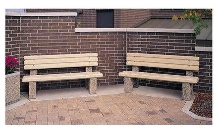 6 Ft. Precast Solid Concrete Park Bench with Back