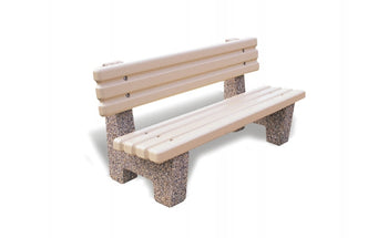 6 Ft. Precast Solid Concrete Park Bench with Back