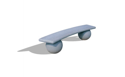 7 Ft. Curved Backless Concrete Park Bench with Spheres