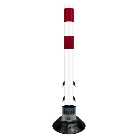 FlexStake 750 Series Surface Mount Center Line Round Base Traffic Delineator - White Tubular Post with Reflective Sheeting Options