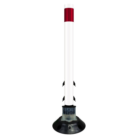 FlexStake 750 Series Surface Mount Center Line Round Base Traffic Delineator - White Tubular Post with Reflective Sheeting Options