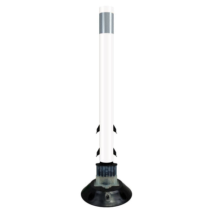 FlexStake 750 Series Surface Mount Center Line Round Base Traffic Delineator - White Tubular Post with Reflective Sheeting Options