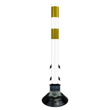 FlexStake 750 Series Surface Mount Center Line Round Base Traffic Delineator - White Tubular Post with Reflective Sheeting Options