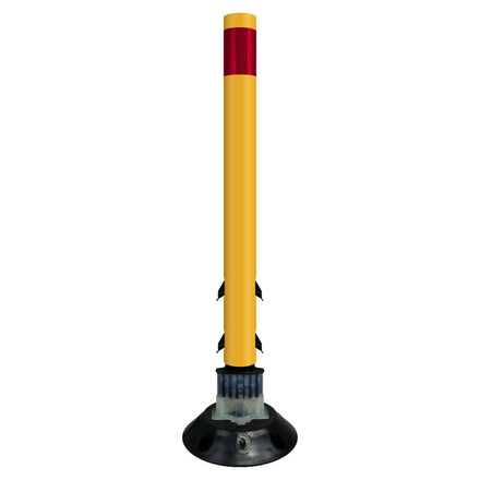 FlexStake 750 Series Surface Mount Center Line Round Base Traffic Delineator - Yellow Tubular Post with Reflective Sheeting Options