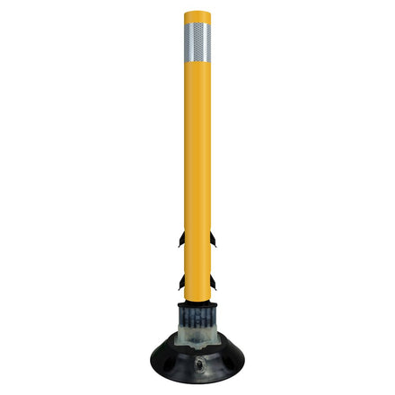 FlexStake 750 Series Surface Mount Center Line Round Base Traffic Delineator - Yellow Tubular Post with Reflective Sheeting Options