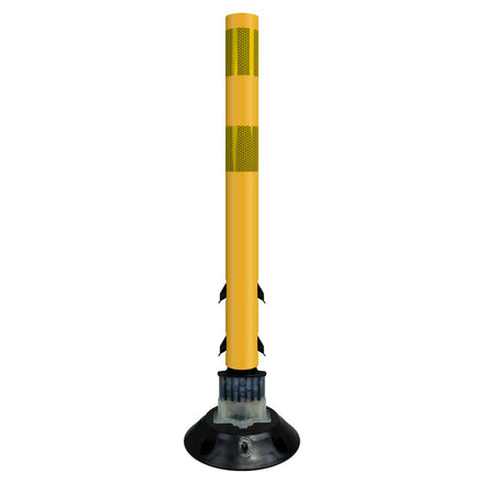 FlexStake 750 Series Surface Mount Center Line Round Base Traffic Delineator - Yellow Tubular Post with Reflective Sheeting Options