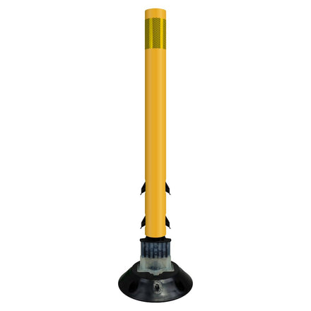 FlexStake 750 Series Surface Mount Center Line Round Base Traffic Delineator - Yellow Tubular Post with Reflective Sheeting Options