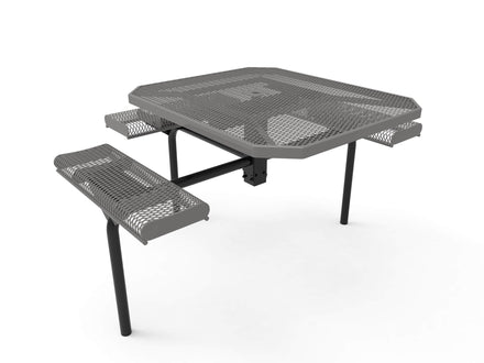 Octagon Rolled Seat Nexus Pedestal Picnic Table with 3 Seats - Diamond Pattern - 46 In.