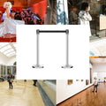 Retractable Belt Barrier Stanchion, Sloped Base, Polished Stainless Steel Post, 13 ft Belt - Montour Line M530