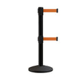 Retractable Dual Belt Barrier Stanchion, Sloped Base, 16 ft Belt - Montour Line M650D