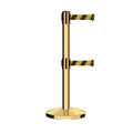 Retractable Dual Belt Barrier Stanchion, Sloped Base, 16 ft Belt - Montour Line M650D