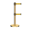 Retractable Dual Belt Barrier Stanchion, Sloped Base, 16 ft Belt - Montour Line M650D