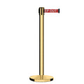 Retractable Belt Barrier Stanchion, Polished Brass Post, Cast Iron Base, 11 Ft. Belt - Montour Line MI630