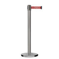 Retractable Belt Barrier Stanchion, Satin Stainless Steel, Cast Iron Base, 13 Ft. Belt - Montour Line MI630