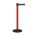 Retractable Belt Barrier Stanchion, Sloped Base, Red Post, 13 ft Belt - Montour Line MS630