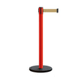 Retractable Belt Barrier Stanchion, Rolling Base, Red Steel Post, 7.5 ft Belt - Montour Line MSE630