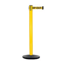 Retractable Belt Barrier Stanchion, Yellow Post, Cast Iron Base, 11 Ft. Belt - Montour Line MSI630