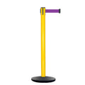 Retractable Belt Barrier Stanchion, Yellow Post, Cast Iron Base, 11 Ft. Belt - Montour Line MSI630