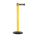 Retractable Belt Barrier Stanchion, Yellow Post, Cast Iron Base, 11 Ft. Belt - Montour Line MSI630