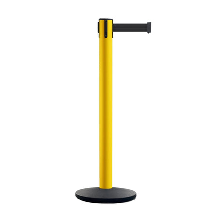 Safety Retractable Belt Barrier Stanchion, Heavy Duty Cast Iron Base, 16 ft Belt – Montour Line MSI650 by Crowd Control Warehouse