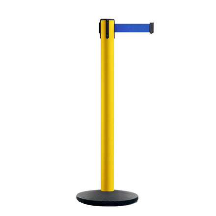 Safety Retractable Belt Barrier Stanchion, Heavy Duty Cast Iron Base, 16 ft Belt – Montour Line MSI650