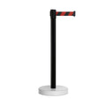 Retractable Belt Barrier Stanchion, Water Fillable Base, Black PVC Plastic Post, 7.5 Ft. Belt - Montour Line MH630