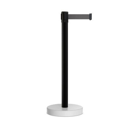 Retractable Belt Barrier Stanchion, Water Fillable Base, Black PVC Plastic Post, 7.5 Ft. Belt - Montour Line MH630