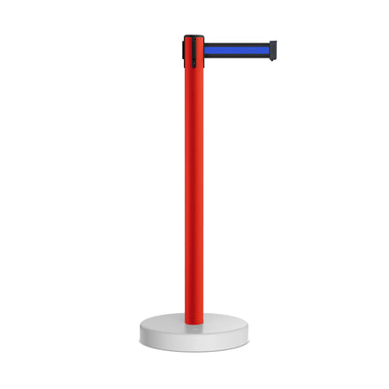 Retractable Belt Barrier Stanchion, Water Fillable Base, Red PVC Plastic Post, 9 Ft Belt - Montour Line MSH630