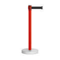 Retractable Belt Barrier Stanchion, Water Fillable Base, Red PVC Plastic Post, 9 Ft Belt - Montour Line MSH630